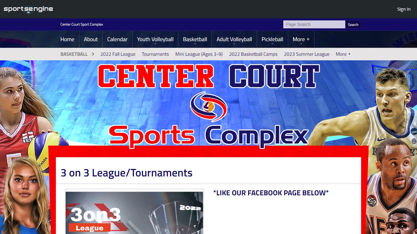 3 on 3 League/Tournaments - Center Court Sport Complex